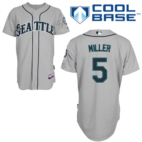 Brad Miller #5 Youth Baseball Jersey-Seattle Mariners Authentic Road Gray Cool Base MLB Jersey